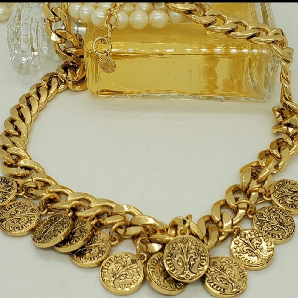 Vintage Massi Rare Chunky Coin Signed Statement Necklace